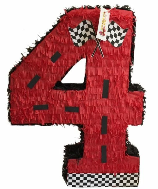 APINATA4U Large Red Number Four Racing Theme Pinata Childrens