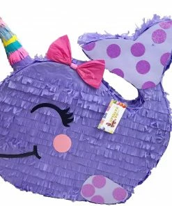 APINATA4U Childrens Large Narwhal Pinata Lavender Color Lavender Theme Birthday Party
