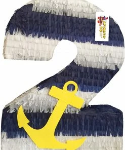 APINATA4U Nautical Theme Number Two Pinata With Yellow Anchor Childrens