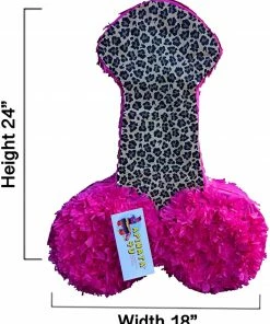 APINATA4U LLC - Large Penis Adult Pinata | Hot Pink And Leopard | Ideal For Bachelorette Party | Made With High Quality Cardboard | For Fun, Party & Game | Size - 2ft Approx | Easy To Use & Fill