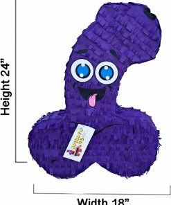Adult Pinatas APINATA4U LLC - Large Penis Adult Pinata | Purple Color | Ideal For Bachelorette Party | Made With High Quality Cardboard | Over The Hill Gag Gift | Size - 2ft Approx | Easy To Use & Fill