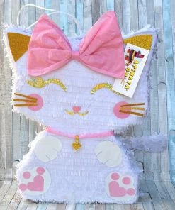 APINATA4U Childrens Kitty Cat Pinata For Cat Theme Birthday Party White Color Kitty Pinata