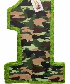 APINATA4U Woodland Camouflage Number One Pinata For First Birthday Party Childrens
