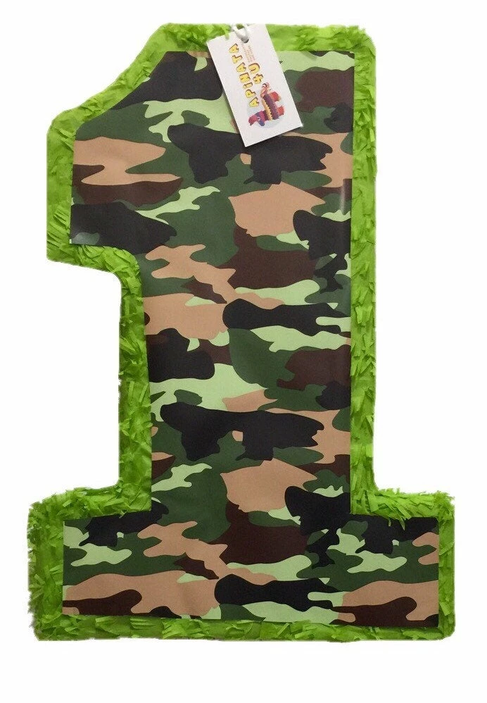 APINATA4U Woodland Camouflage Number One Pinata For First Birthday Party Childrens 3 APINATA4U Woodland Camouflage Number One Pinata For First Birthday Party Childrens