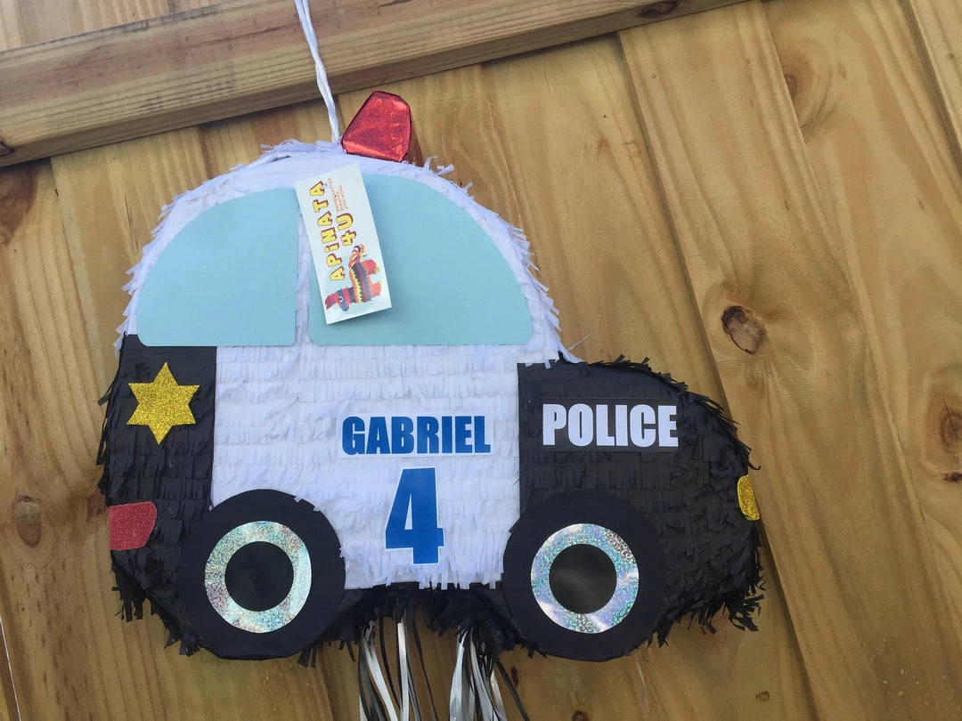 APINATA4U Sale! Personalized Police Car Theme Pinata Childrens 4 APINATA4U Sale! Personalized Police Car Theme Pinata Childrens