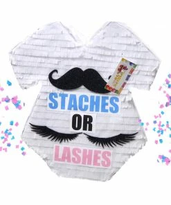 APINATA4U Gender Reveal Baby Shower Sale! Baby Onesie Pinata Staches Or Lashes Gender Reveal Party