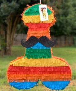 APINATA4U Pecker Pinata With Mustache 24” Tall Gift Bachelor Party Bachelorette Fiesta Novelty Gift