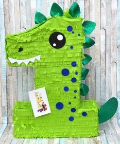 APINATA4U Large Number One Pinata First Birthday Pinata Bright Green Dinosaur Theme Childrens