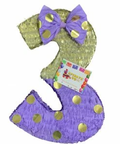 APINATA4U Large Number Three Piñata Lavender & Gold Color Third Birthday Photo Prop Third Birthday Party Decoration 5 APINATA4U Large Number Three Piñata Lavender & Gold Color Third Birthday Photo Prop Third Birthday Party Decoration