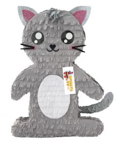 APINATA4U Standing Kitty Cat Piñata Gray Color For Purrfect Theme Party Childrens