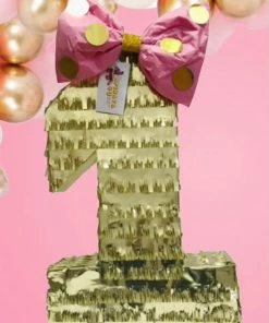 APINATA4U Number One Piñata First Birthday Pink & Gold First Birthday Party Photo Prop