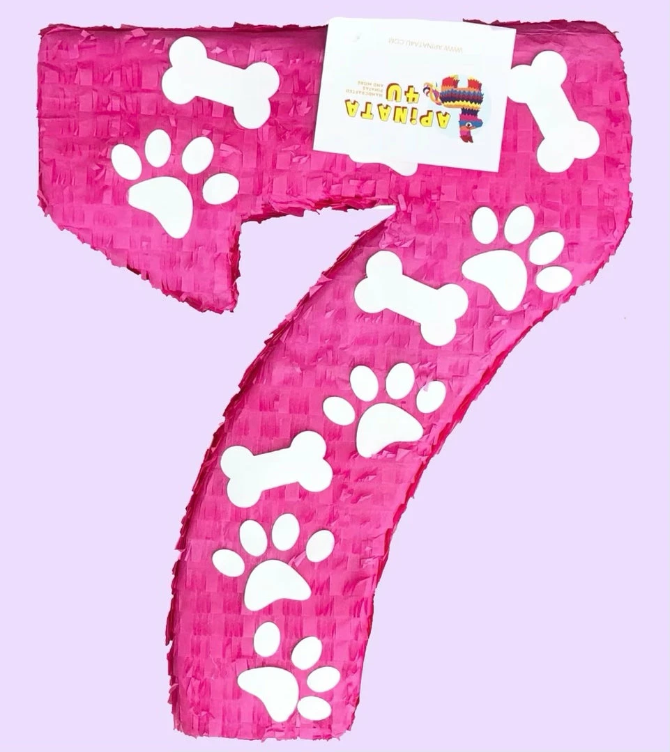 APINATA4U Ready To Ship Large Number Seven Piñata Puppy Theme Birthday Photo Prop Seventh Birthday Party Decoration Paw Print 4 APINATA4U Ready To Ship Large Number Seven Piñata Puppy Theme Birthday Photo Prop Seventh Birthday Party Decoration Paw Print