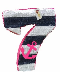 APINATA4U Large Number Seven Piñata Nautical Themed Seventh Birthday Party Number 7 Piñata Photo Prop Childrens